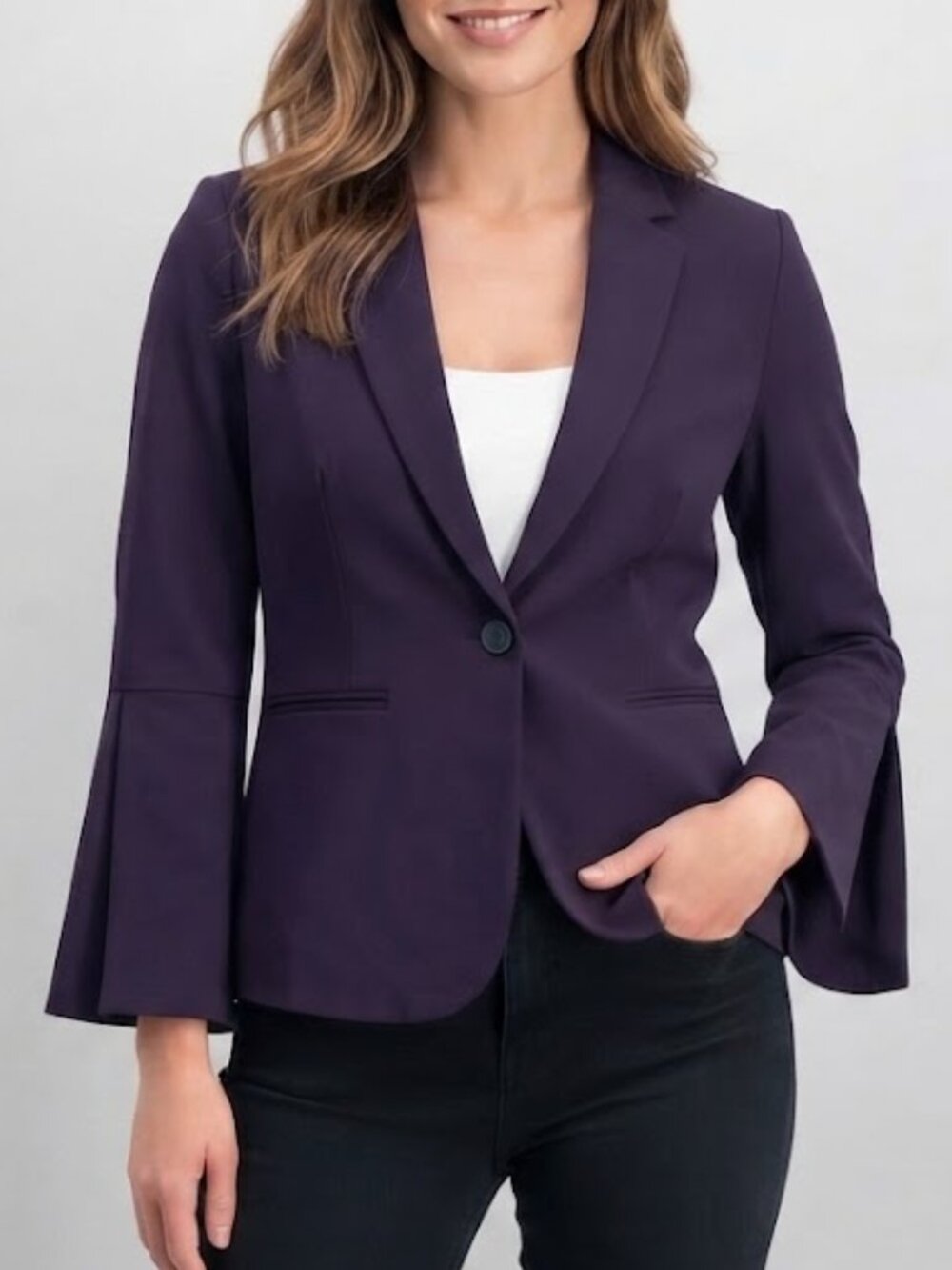 Tahari Arthur S. Levine Purple Bell Sleeve Blazer Jacket Women's Petite 0P